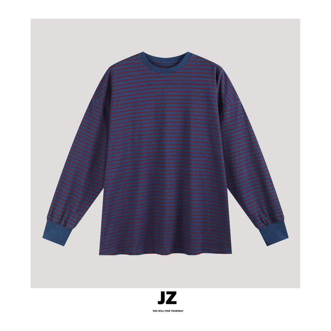 金子/JZ SO MUCH【Big条纹】2024秋冬新款圆领条纹长袖上衣