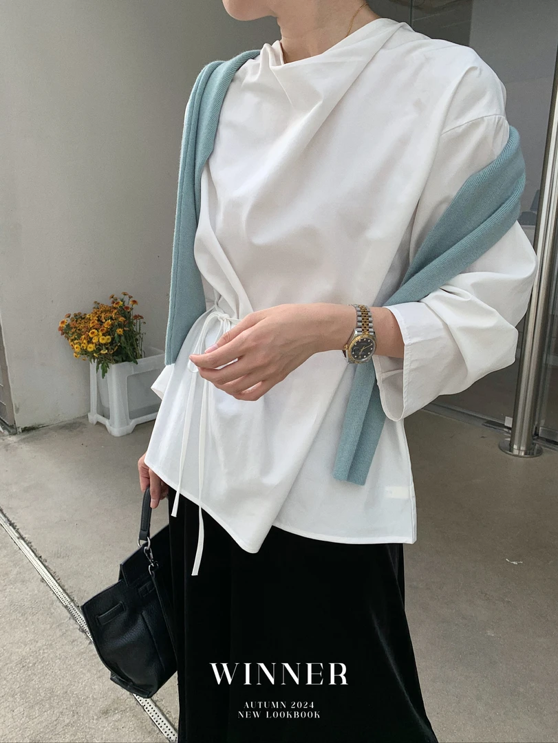 69053   收腰系带设计感衬衫上衣  w  10.7