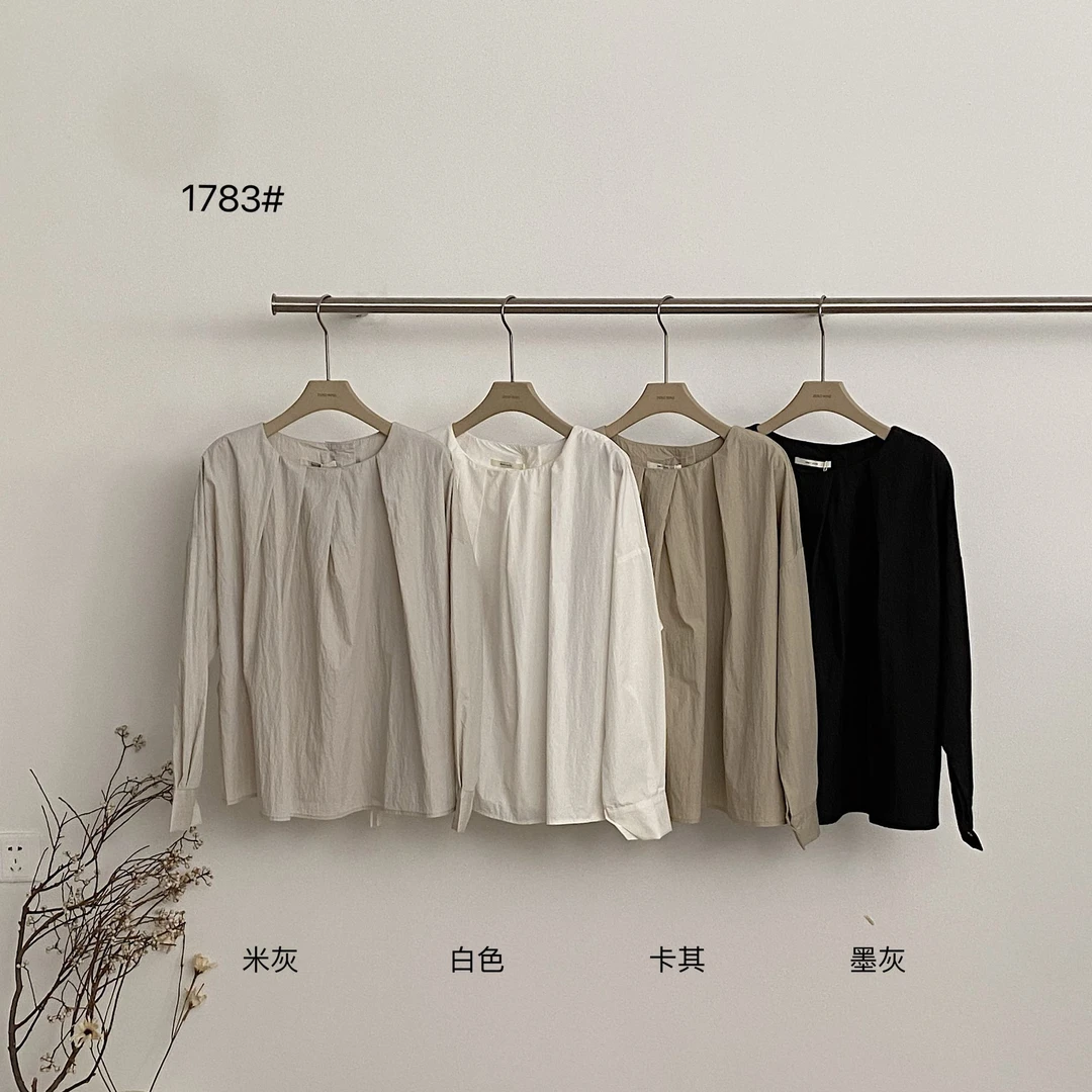 1783  圆领捏褶韩系上衣  09  10.28