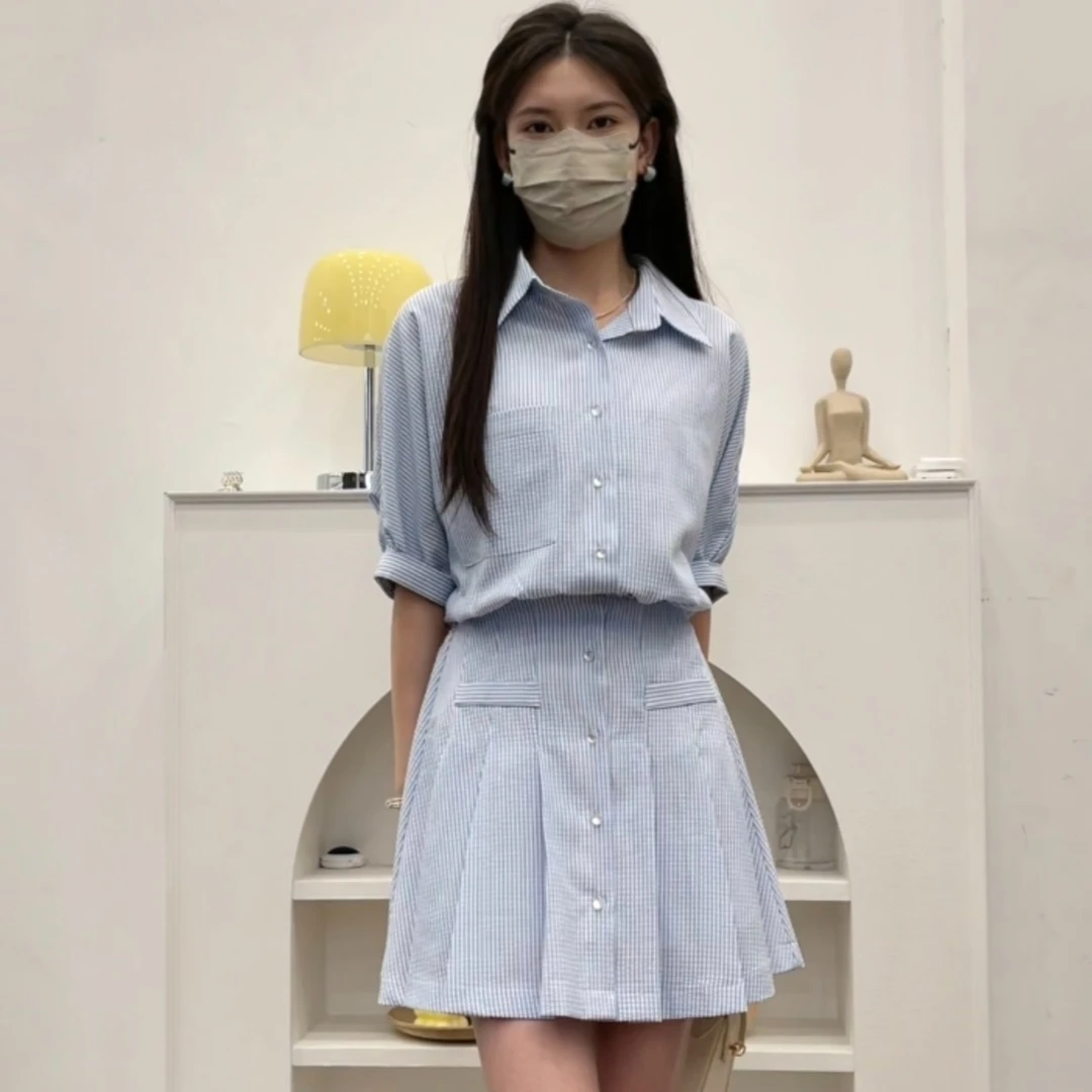 【阿凯自制】9901高品质升级版短袖条纹连体裙（裙长84）