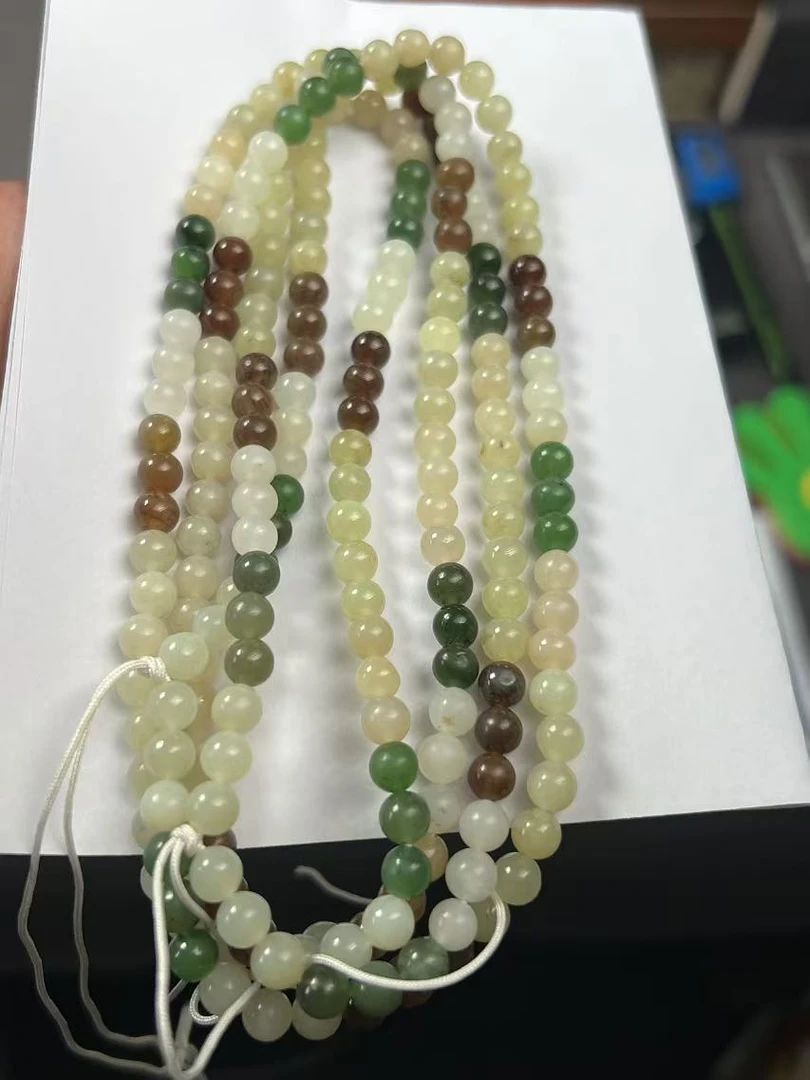 和田玉多宝妈妈链 长链 手工 双圈