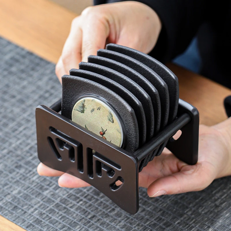 远舍国风吸水杯垫速干茶杯托复古家用功夫茶道配件隔热垫茶托防烫