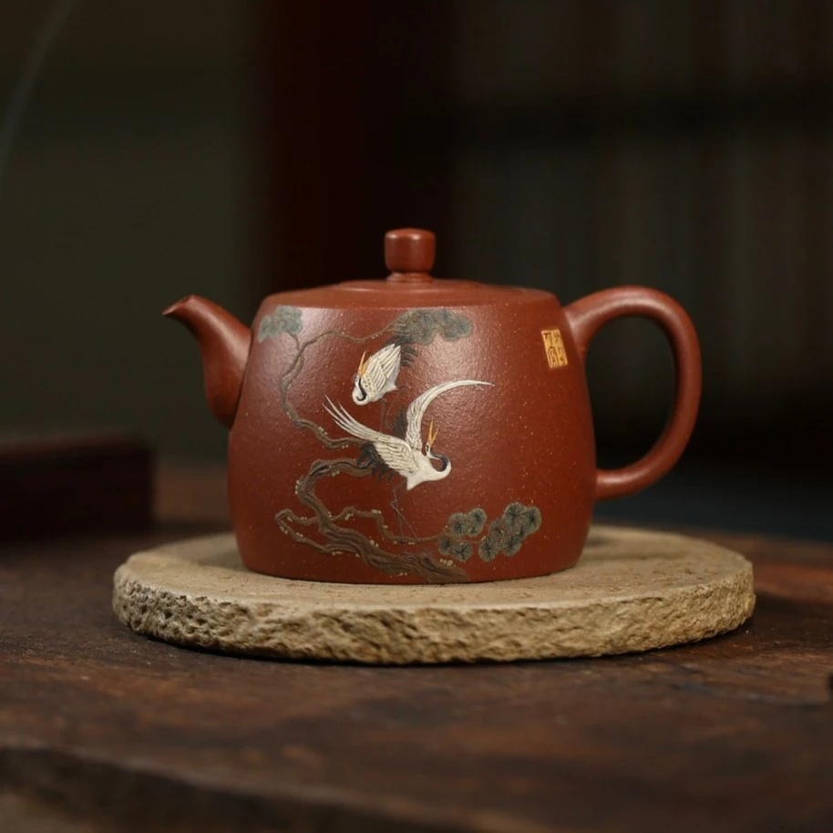 元器紫砂【井栏（泥）鹤】大拍陶手 朱浩手工降坡泥  宜兴紫砂壶