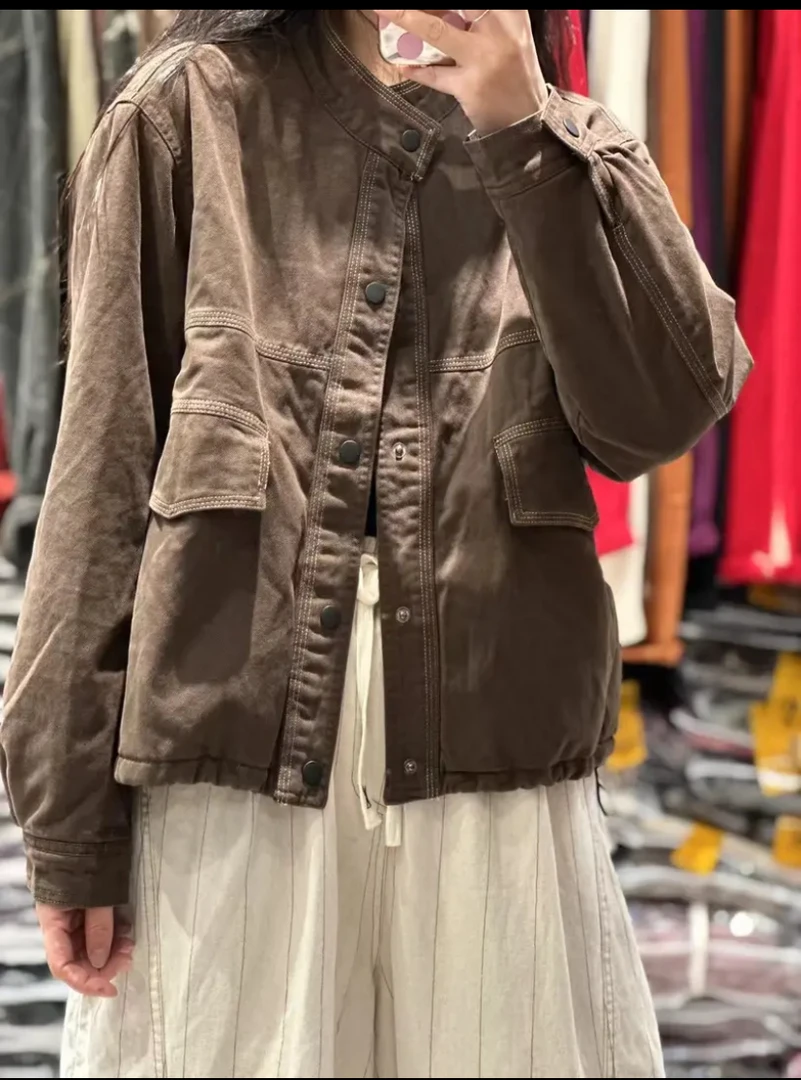 035圆领加加棉加厚牛仔宽松休闲短外套