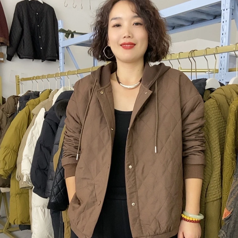 23282宽松休闲洋气百搭连帽加绒外套