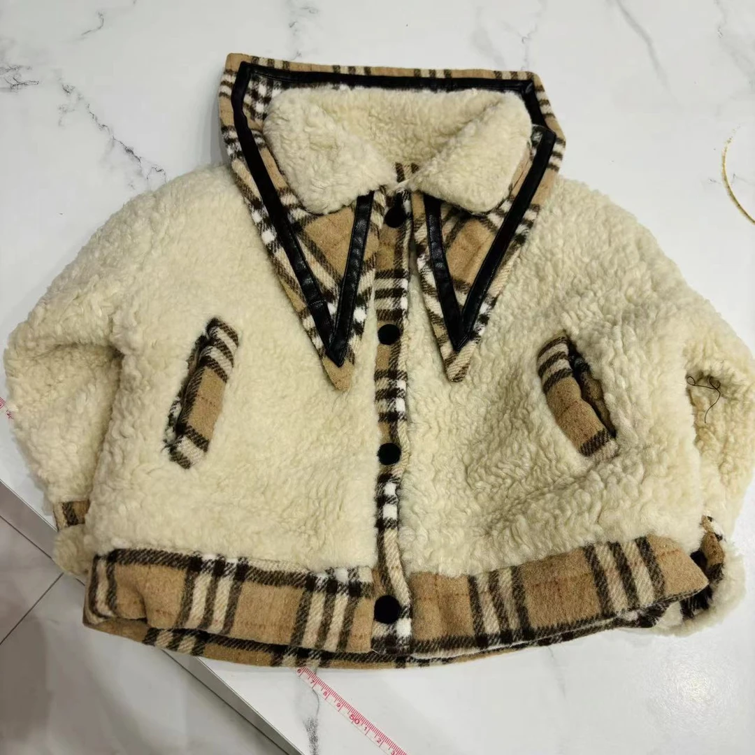 （1342）女童时尚翻领加绒外套