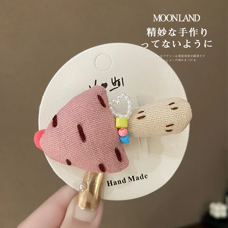 甜美可爱立体海绵蘑菇发夹少女小清新外出百搭后脑勺边夹头饰发饰