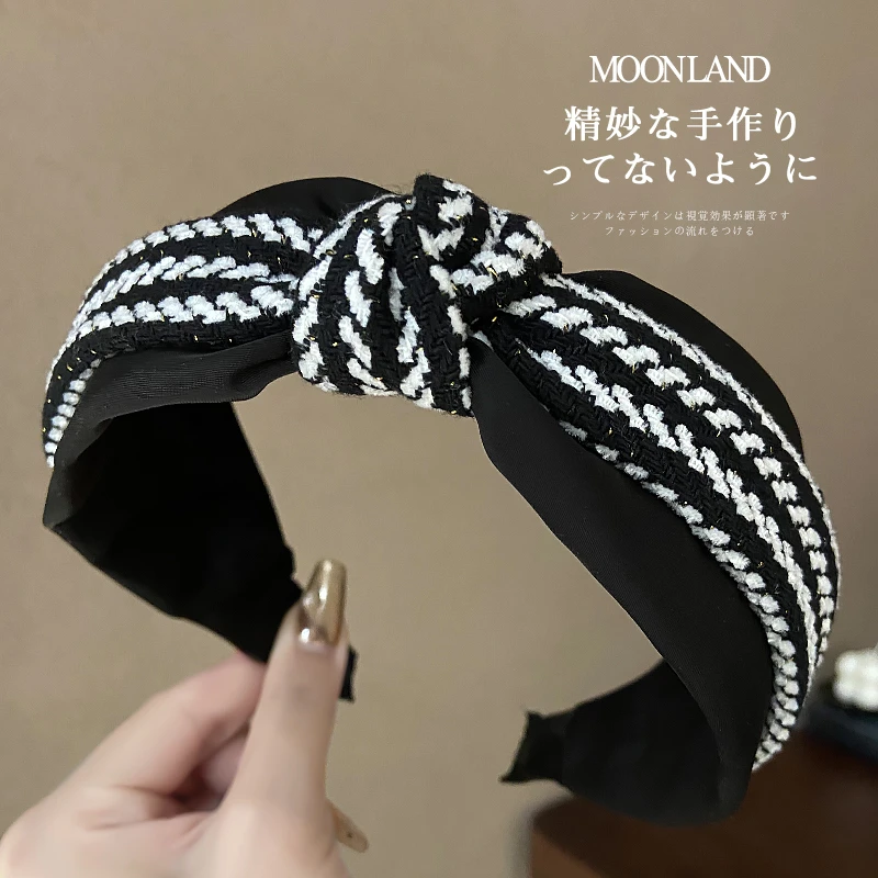 韩版复古小香风打结发箍女高颅顶气质百搭显脸小压发头箍发捆发饰