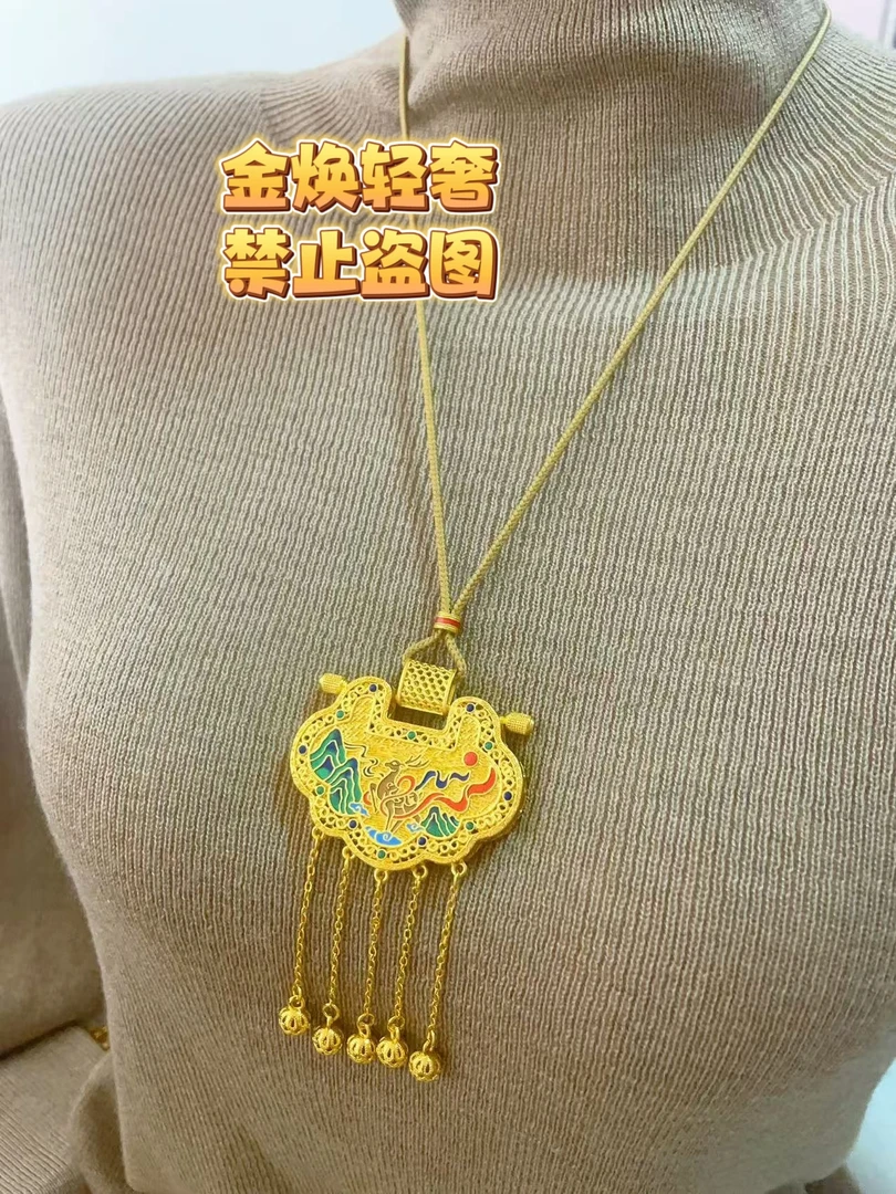 合金布艺项链 一鹿平安天子手工门生锁项链配饰轻奢饰品毛衣链