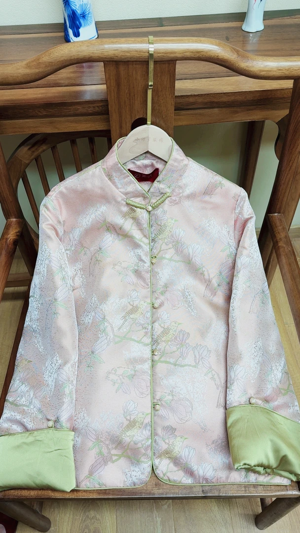 【小绿萝服饰】粉色玉兰  新中式国风复古玉兰花粉色加棉小外套