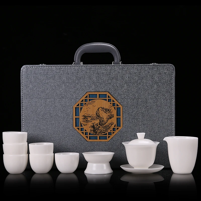 德化白瓷套装羊脂玉瓷冰种功夫茶具茶杯盖碗套装礼品会客茶具茶杯