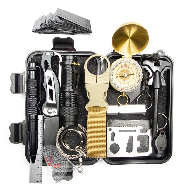 优选A3户外装备求生宝盒生存工具套装多功能野外急救盒SOS应急品