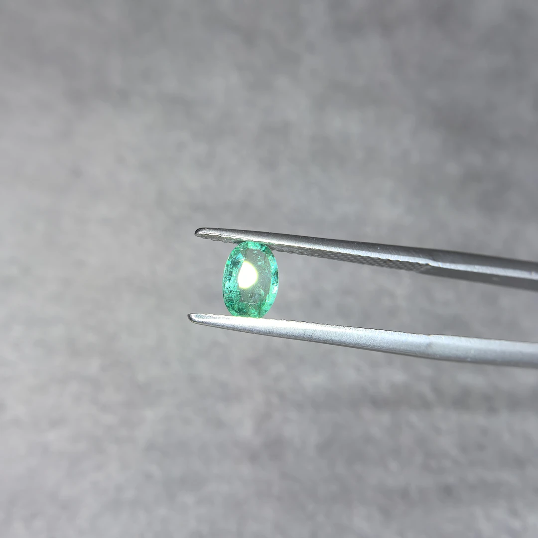 祖母绿裸石椭圆形晶体干净火彩闪耀海蓝色礼物可镶嵌戒指项链