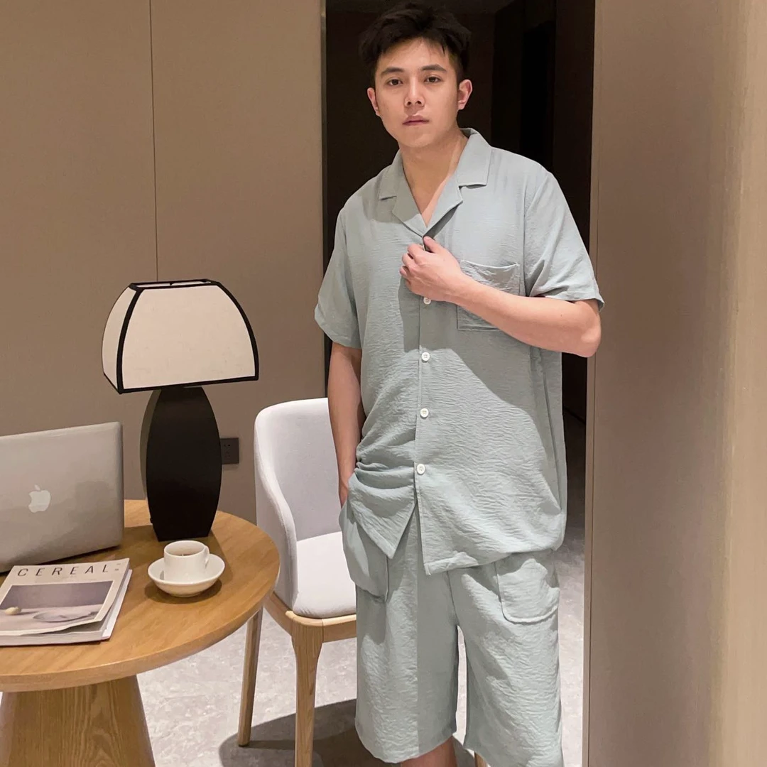 2024新款纯棉睡衣男士春季宽松短袖睡裤休闲运动情侣家居服