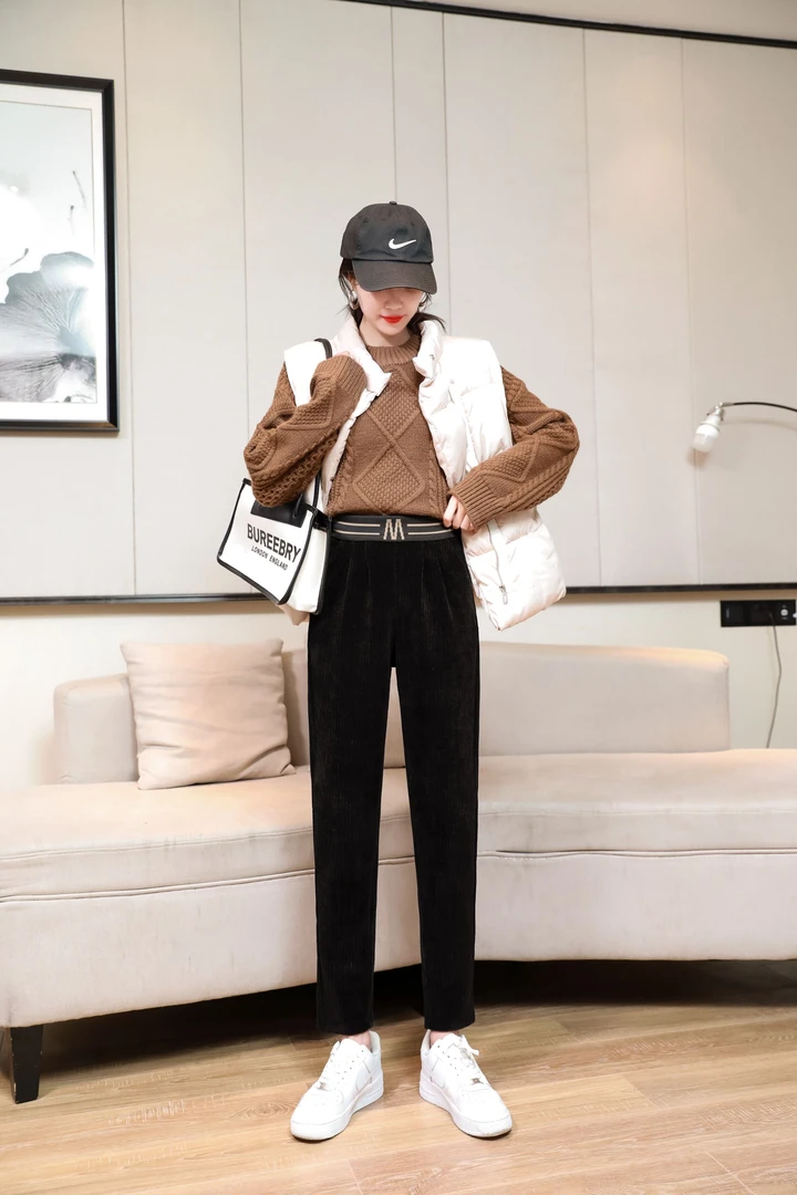 [2118]2024阔腿裤高腰休闲小个子时尚爆款欧棉绒新款秋冬季节显瘦