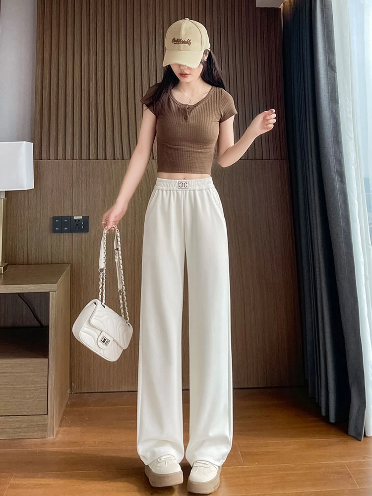 pn8819阔腿裤高腰休闲小个子时尚爆款欧棉绒垂感拖地秋冬季节显瘦