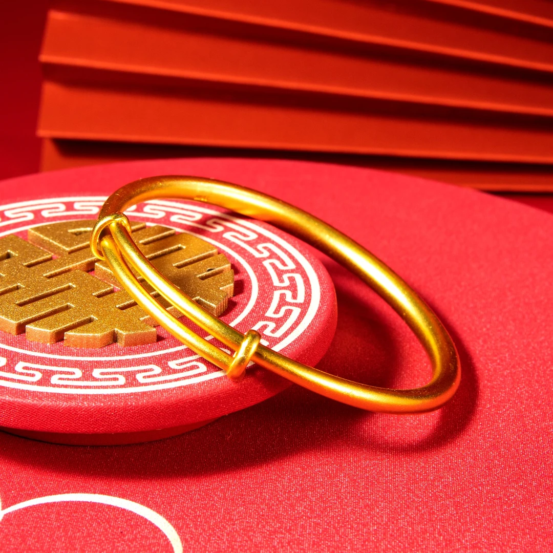 足银手镯 【包金工艺】经典简约百搭亮面素圈手镯实心女士素款女款