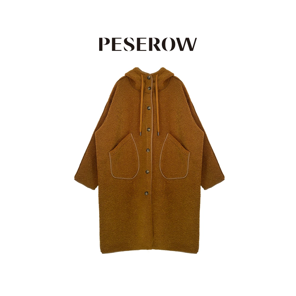 时尚女装秋冬外套毛绒连帽加绒加厚大衣209