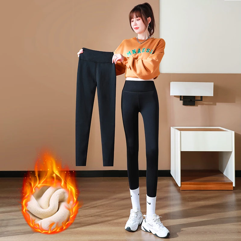 小个子打底裤鲨鱼裤女秋冬加绒外穿显瘦不掉档紧身高腰弹力八分裤