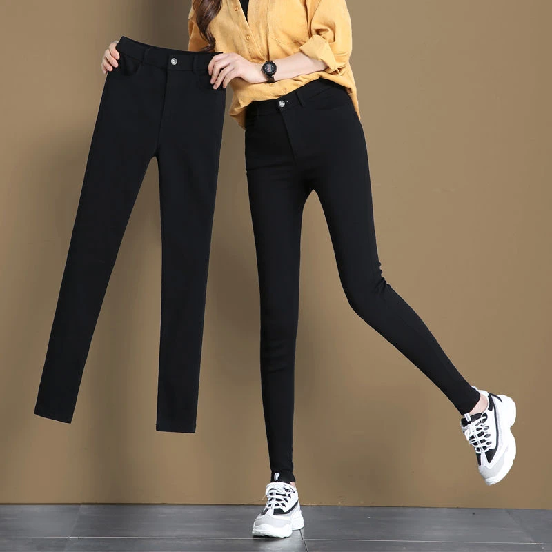 八分小个子高腰打底裤女春秋薄款黑色小脚魔术裤紧身小黑裤铅笔裤