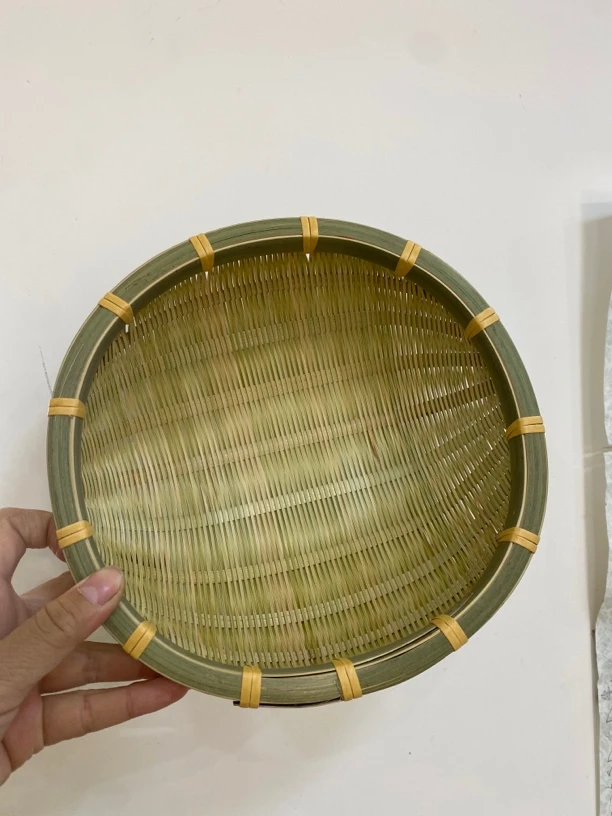 竹编圆筲萁甜美可爱直经23公分