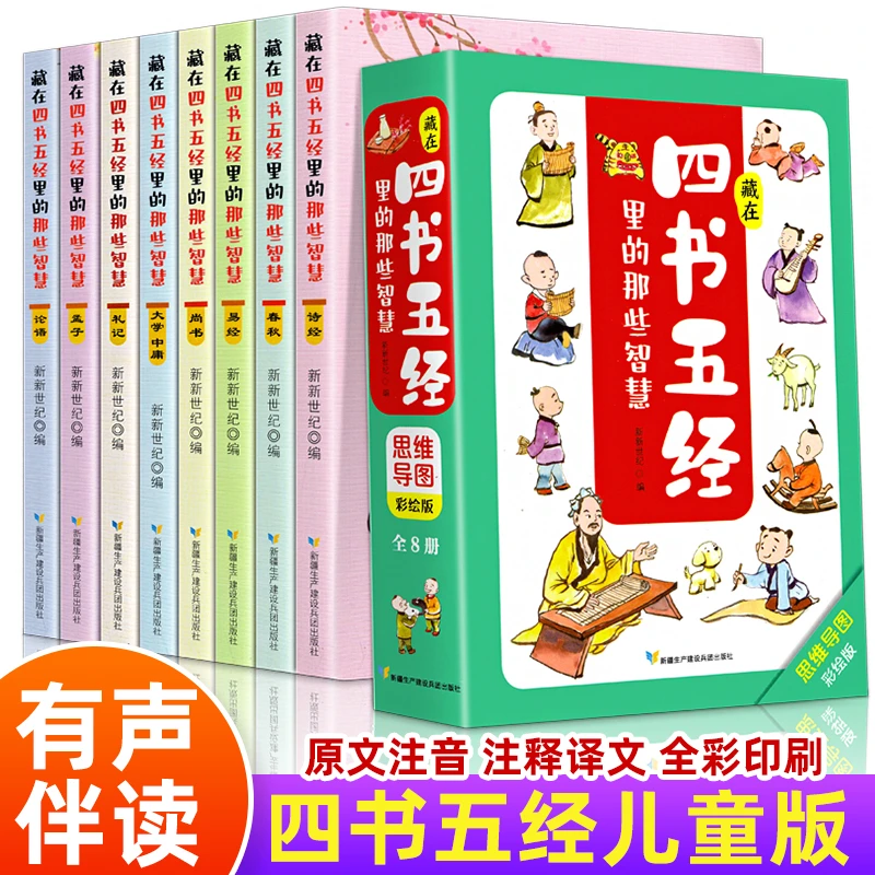 藏在四书五经里的那些智慧全8册有声伴读儿童经典国学思维导图书