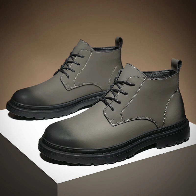 冬季男士马丁靴加绒加厚保暖棉鞋男款工装男鞋切尔西男靴子雪地靴