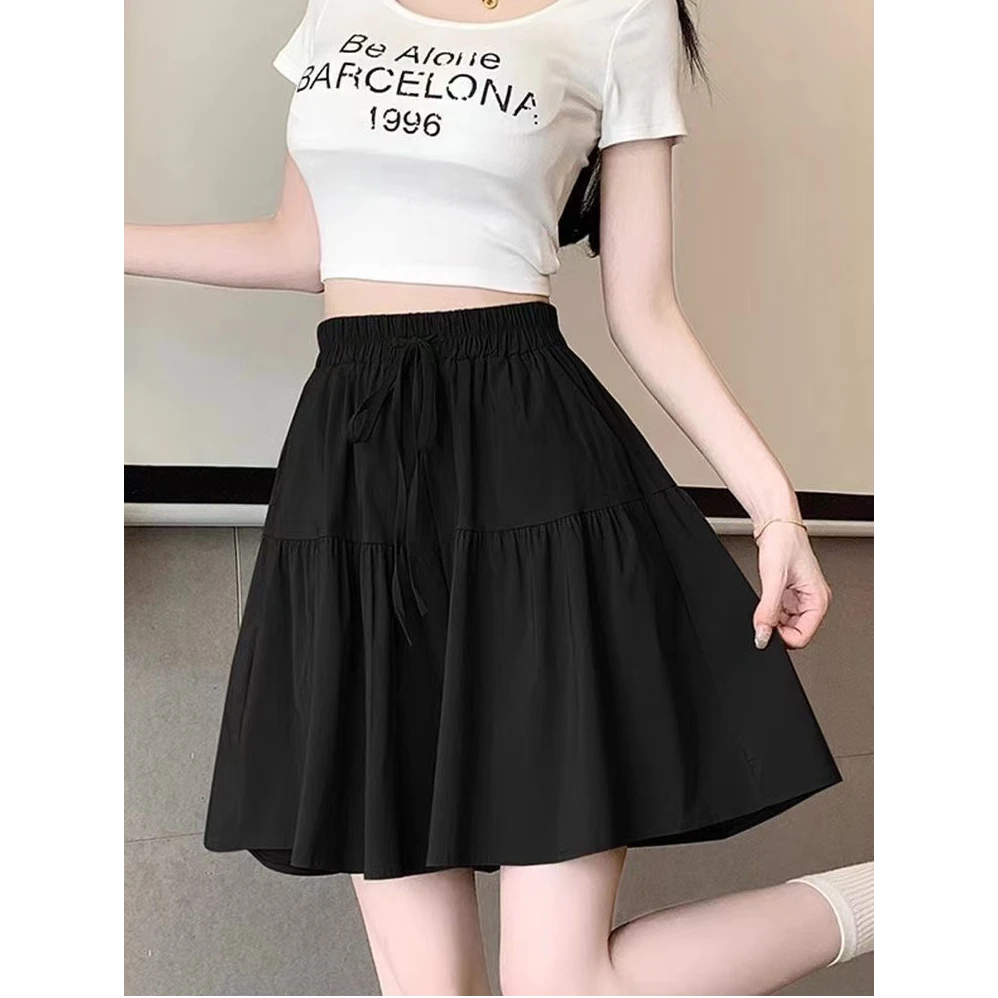 慵懒风冰丝休闲裤阔腿裤裙短裤女裤夏季宽松五分裤时尚半身裙裤子