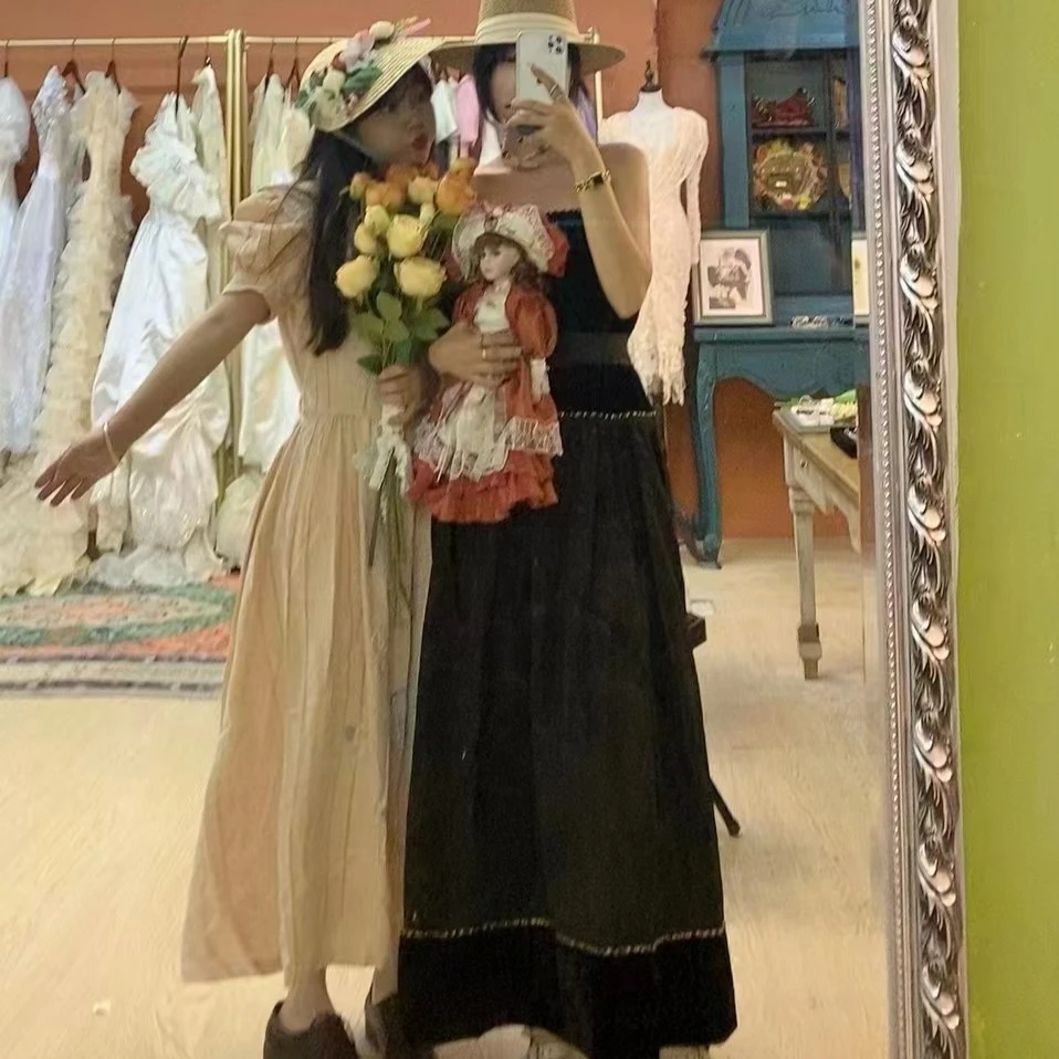 女装vintage复古连衣裙夏季显瘦气质公主甜美法式