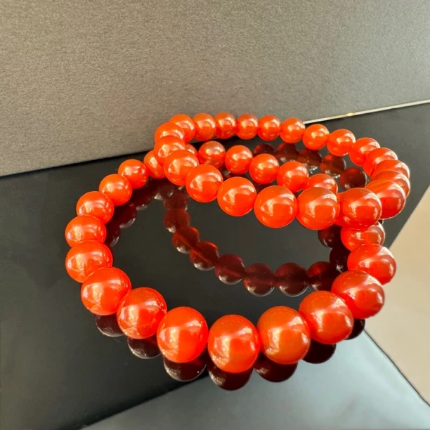 [粉丝福利人手一件]天然红白玛瑙手串8MM