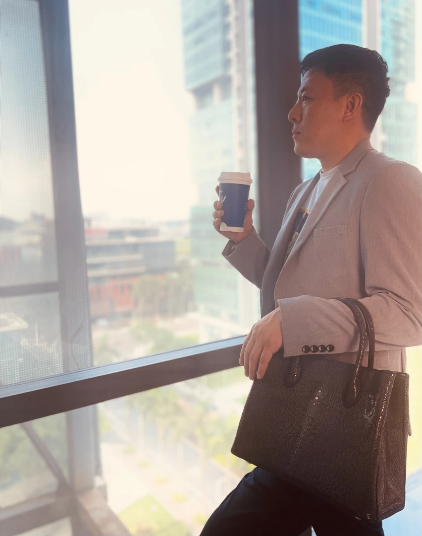 【hemuersi/赫姆尔斯】美数高端定制稀有皮手提包气质时尚休闲条纹