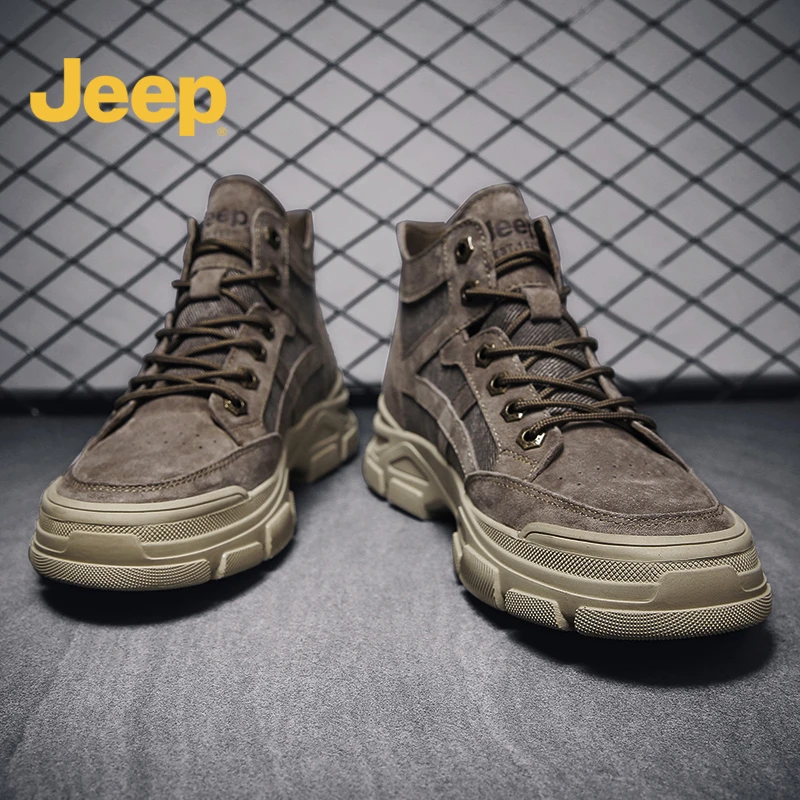 JEEP/吉普男鞋休闲马丁靴春季款潮流透气中帮男士男款英伦工装鞋