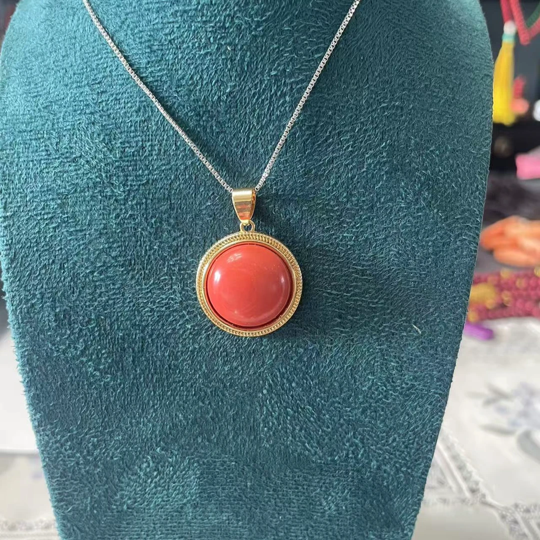 非金属珐琅吊坠 橙色金色吊坠时尚手工毛衣链饰品红色项链送链子