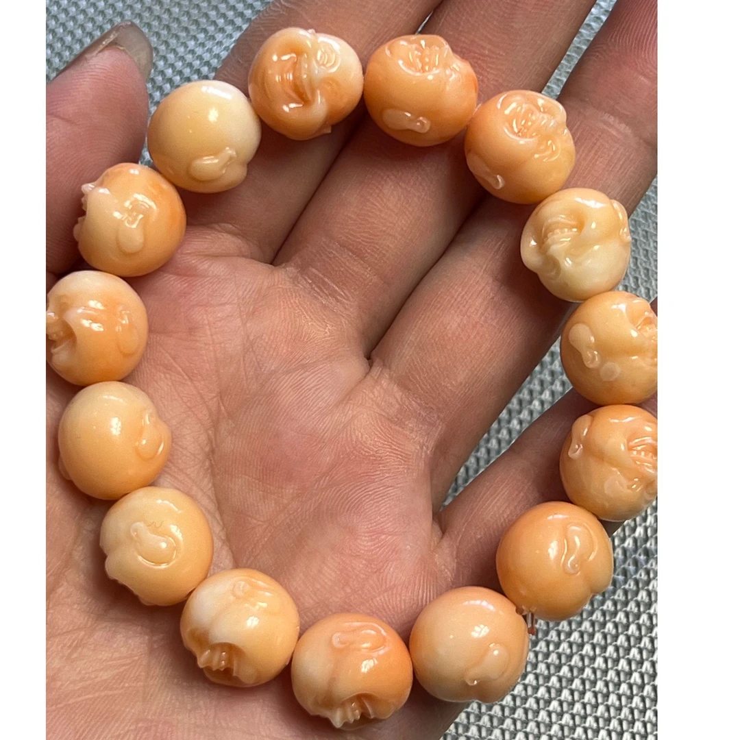 非金属珐琅手链 手链  佛头   橙粉色