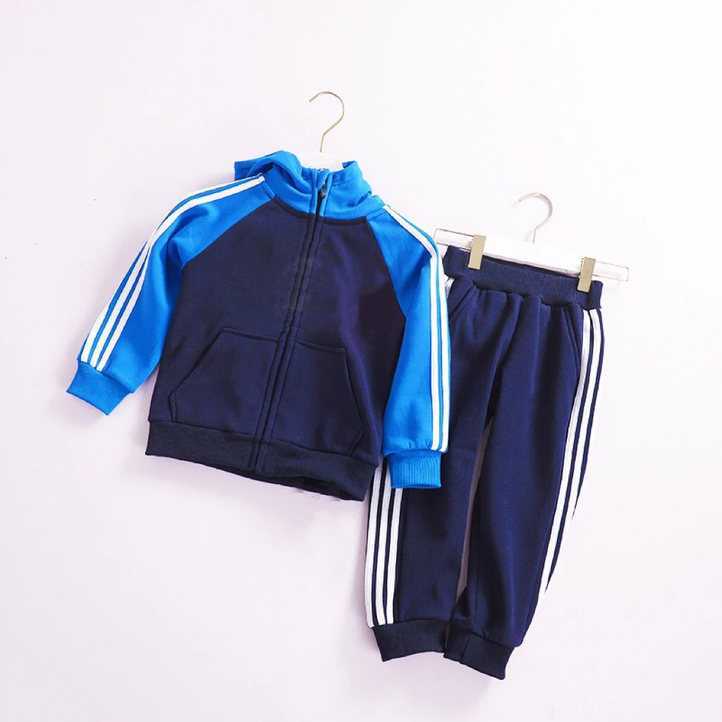春季时尚儿童拼色套装幼儿园园服中小童连帽拉链小学生运动套装
