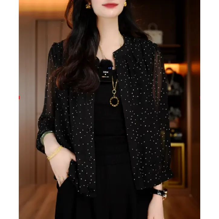 夏季新款洋气宽松显瘦优雅轻奢气质印花百搭小衫