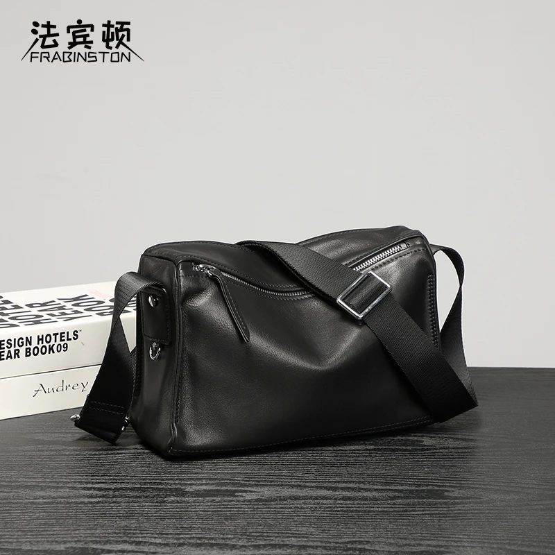 法宾顿真皮时尚单肩包休闲百搭斜挎包街头潮流男士包包简约通勤包