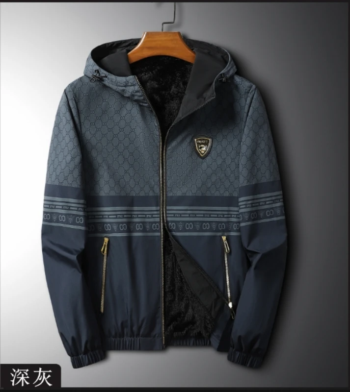 秋冬欧货高奢时尚加绒连帽夹克-8221