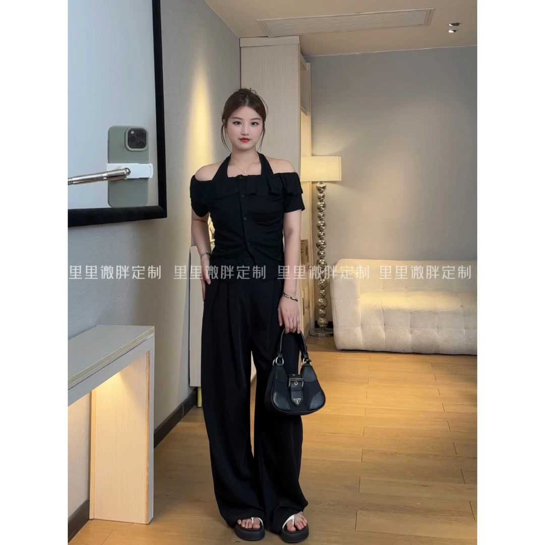 【里里】夏季新款百搭高腰垂感直筒显瘦休闲高级感拖地阔腿裤