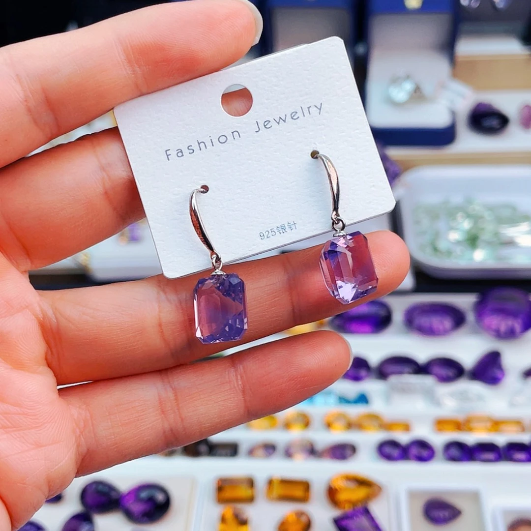 【闪购商品】紫晶耳饰银S925镶嵌