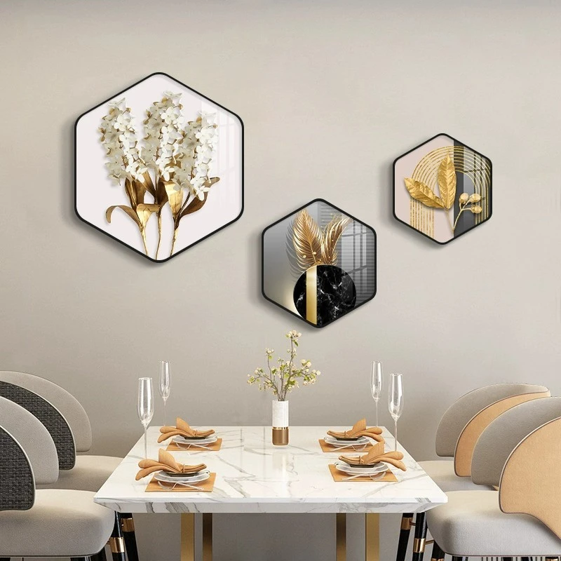 轻奢高档餐厅装饰画现代简约客厅饭厅背景墙面壁画创意餐桌挂画