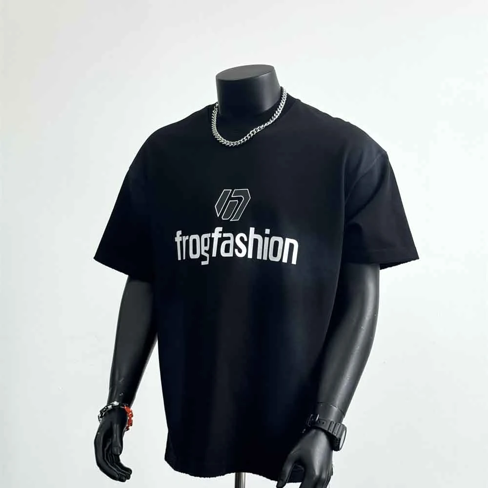 重磅柔软舒适短袖t恤2025夏季新款字母印花美式潮牌宽松黑色T1149