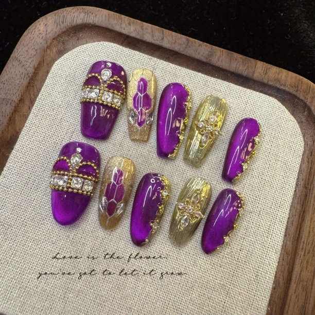 XN『宝格丽-魅惑』高端纯手工穿戴美甲10片2135