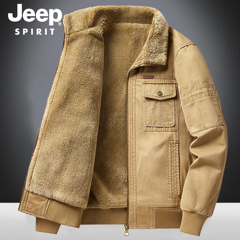 Jeep吉普正品加绒棉衣外套男冬季加厚保暖棉袄男士纯棉工装棉服潮