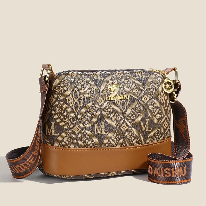 百搭多层女包2024早秋新款时尚斜挎包休闲大容量单肩包包女