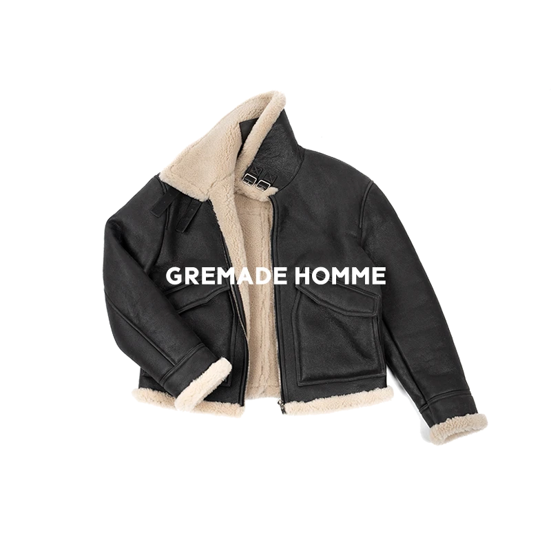 GREMADE B3复古美利奴皮毛一体BOMBER短宽轰炸机飞行夹克外套