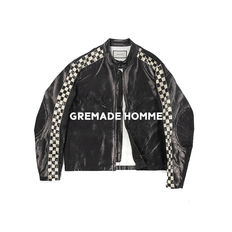 GREMADE 数码印花棋盘格机车夹克 new vintage