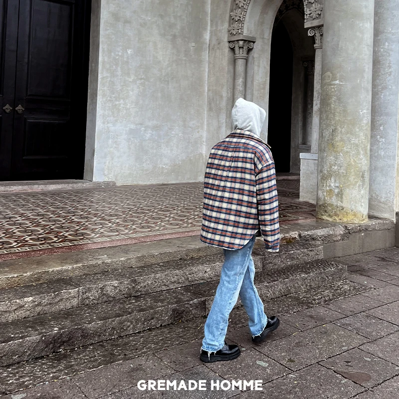 GREMADE 复古格纹街头廓形侧开衩棉服外套 福利6