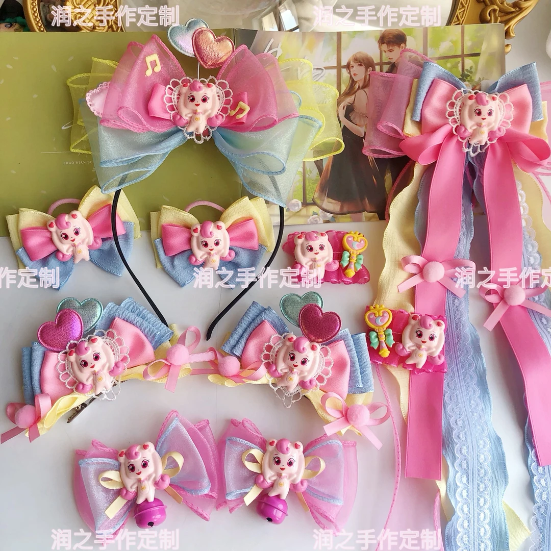 原创爱心萌可发夹粉色奇妙萌可女童洛丽塔发饰可爱对夹发绳儿童节