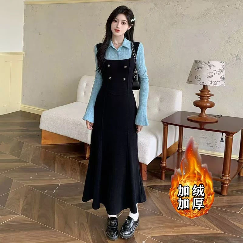 （现货）小众连衣裙春秋季新款气质高级感拼接显瘦气质长裙1671